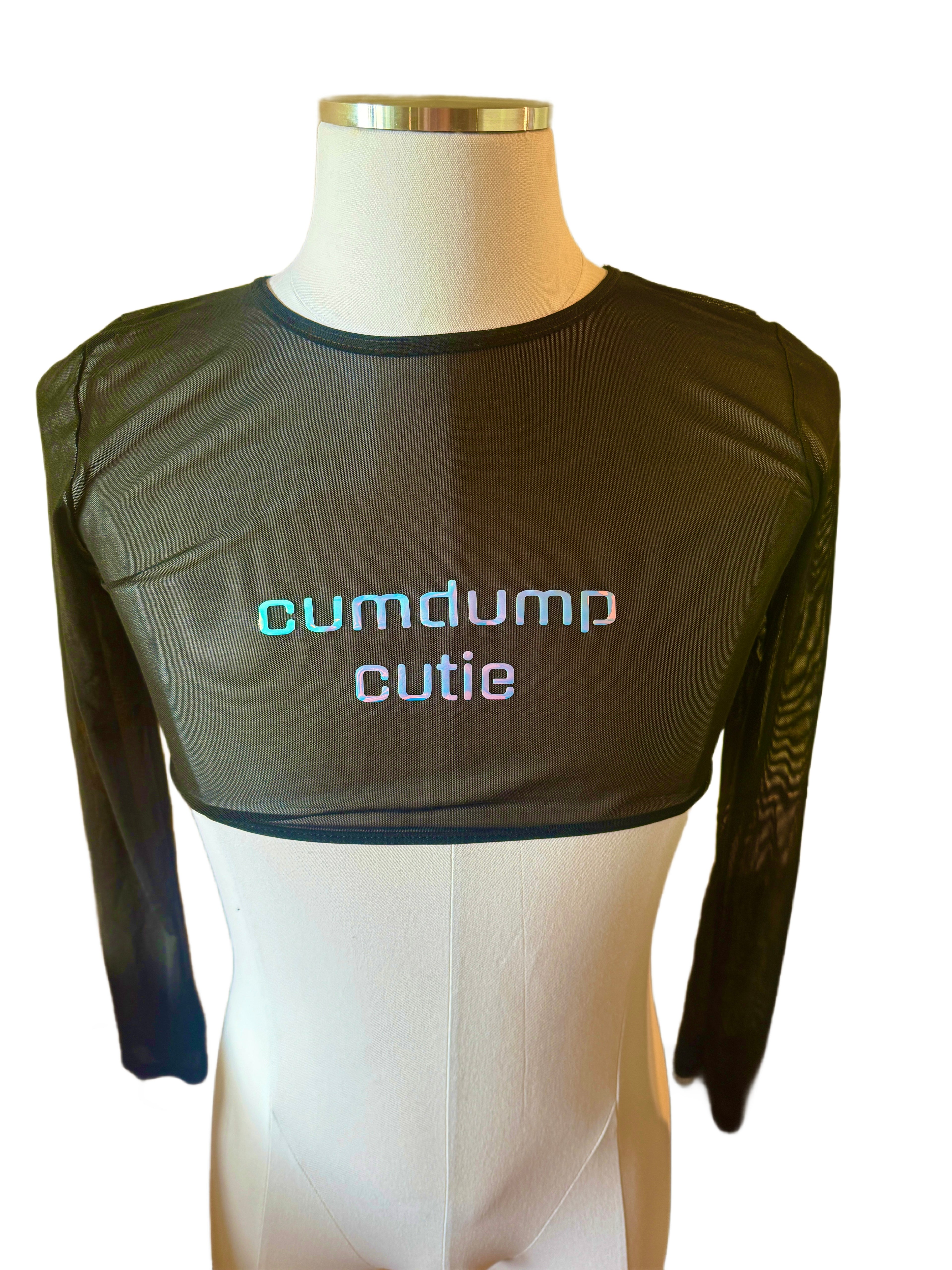 cumdump cutie long sleeve mesh crop top image 3