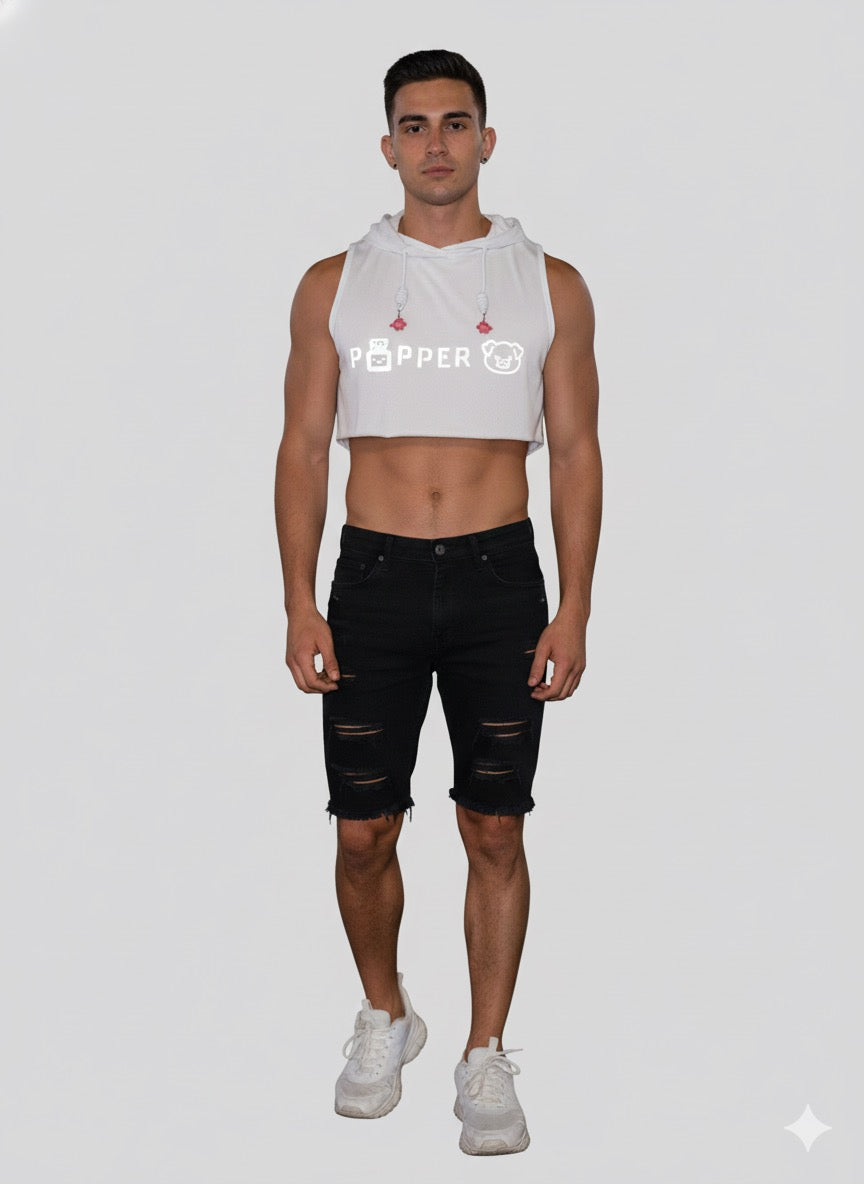 ‘popper pig’ reflective hooded tank with mini pig charms