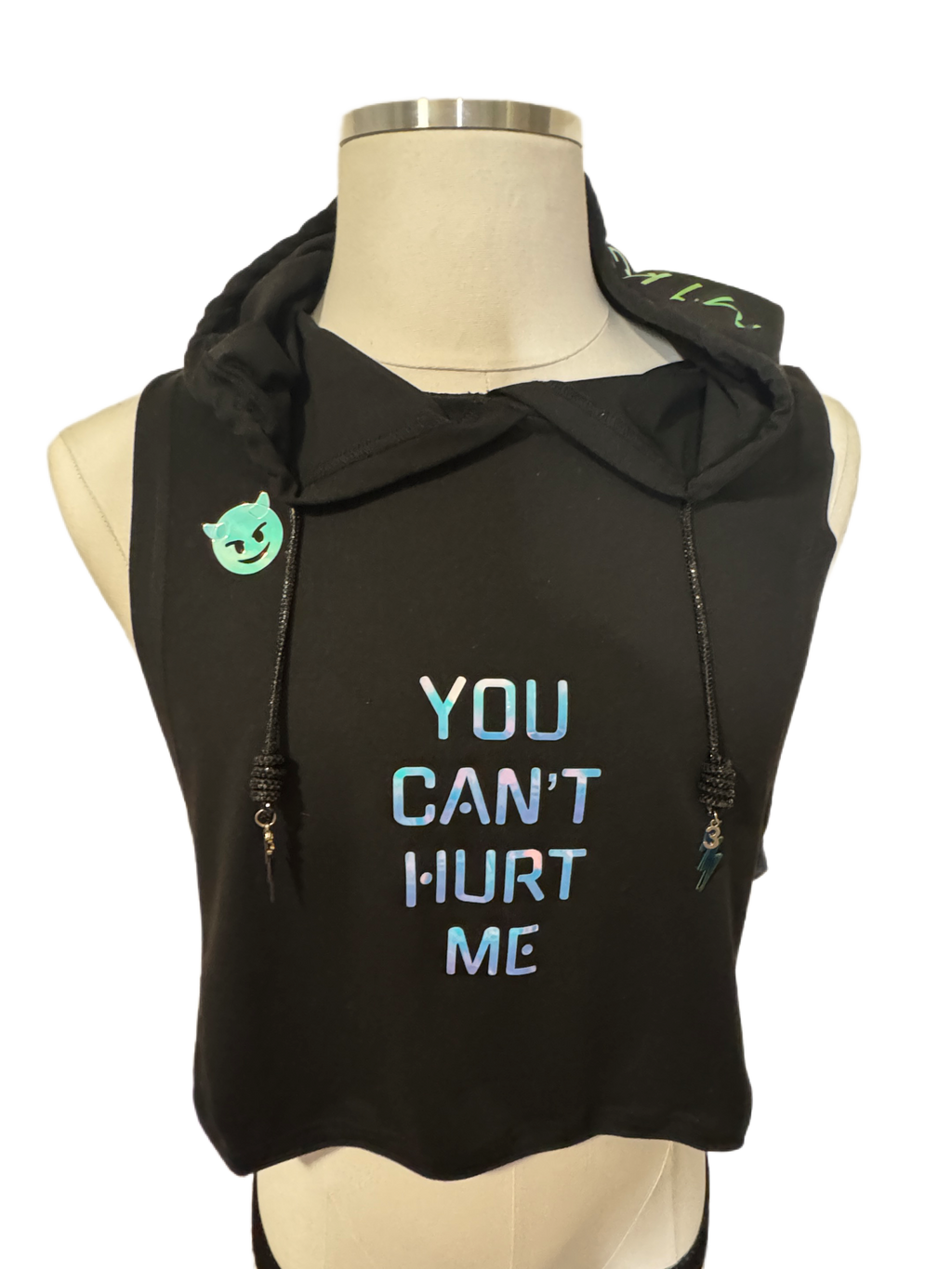 ‘you can’t hurt me’ crop hoodie