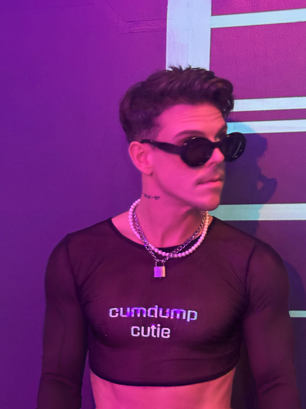 cumdump cutie long sleeve mesh crop top image 1